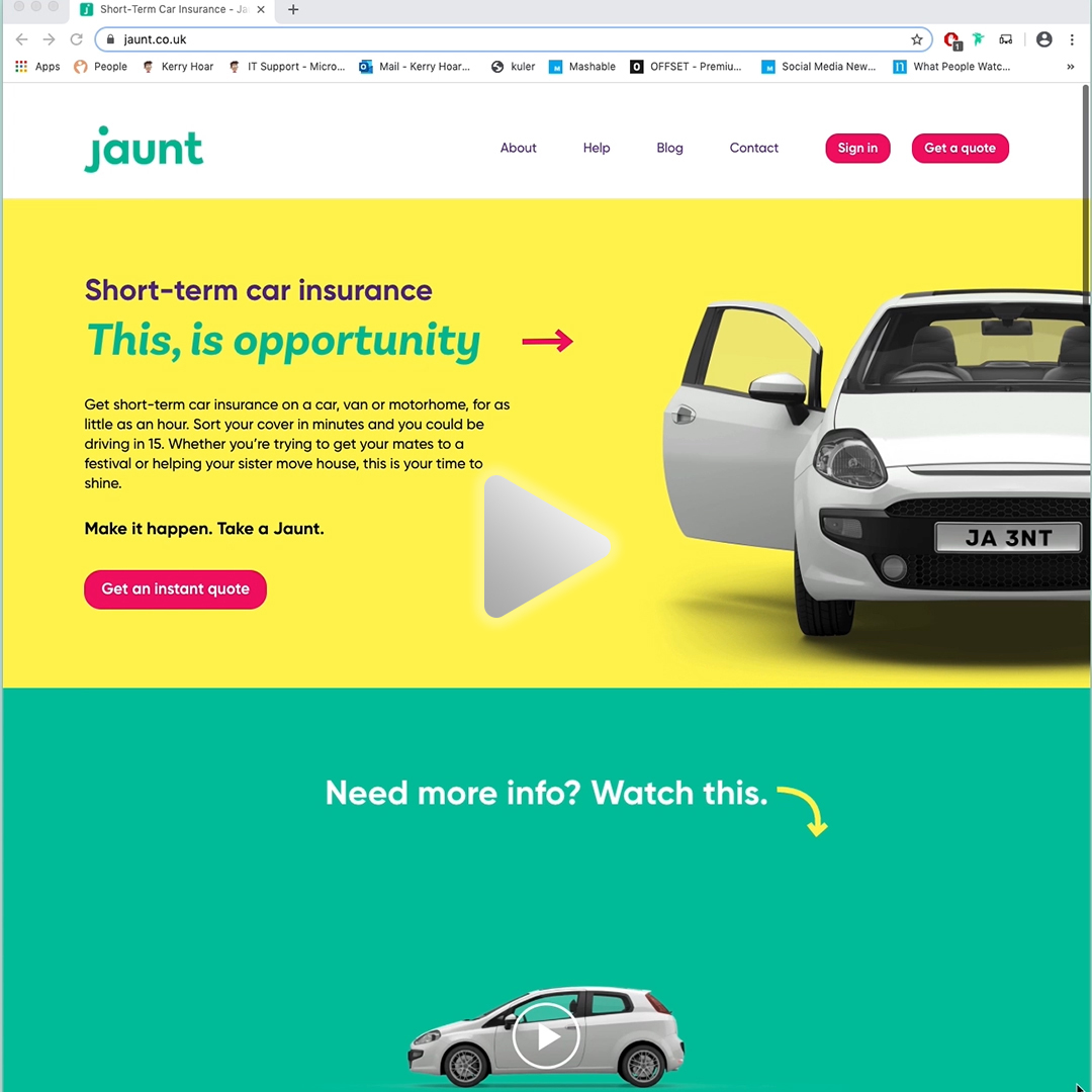 Scrolling video of Jaunt website concept design